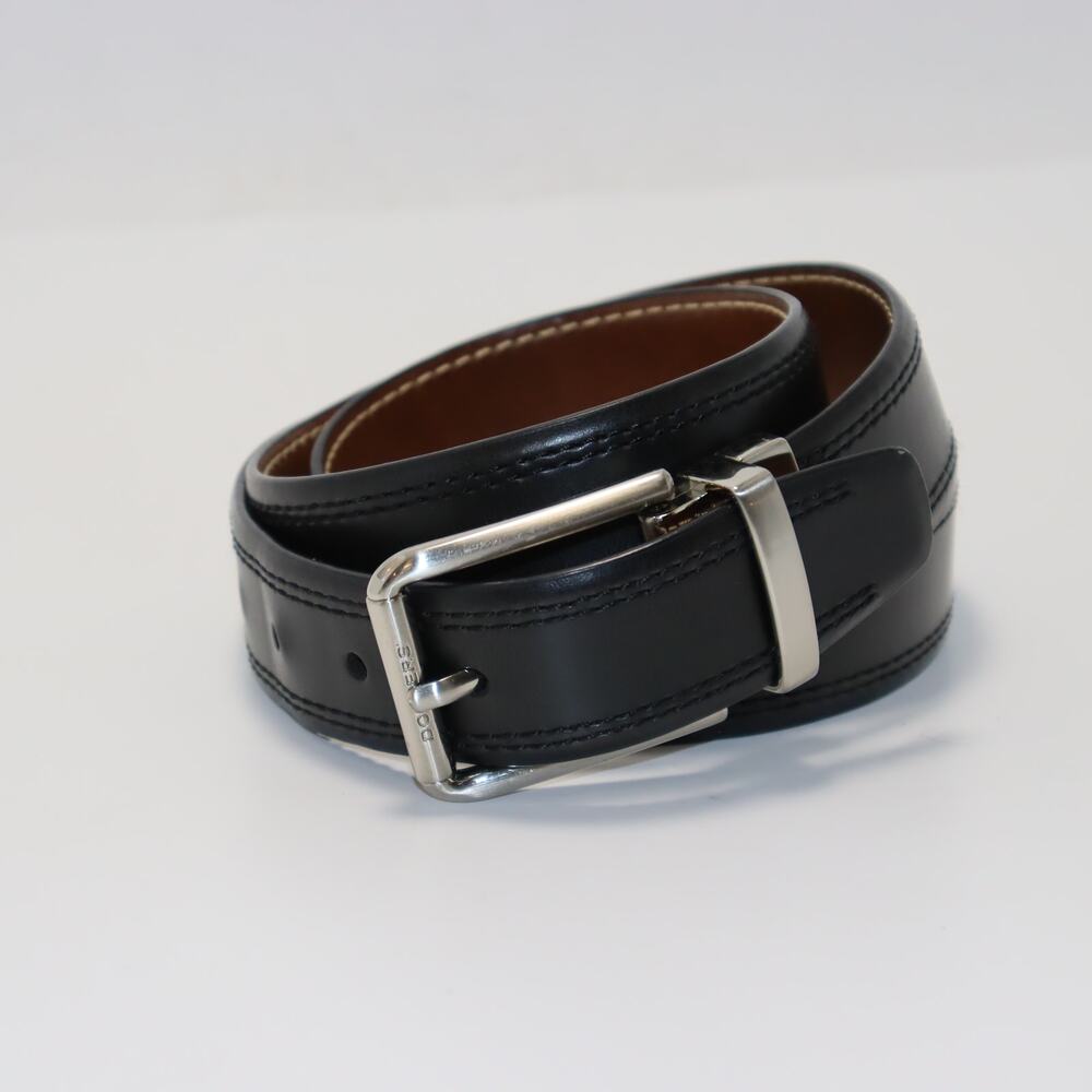 Classic Black Leather Belt‎ Silver Buckle Dress Casual Unbranded 40/100